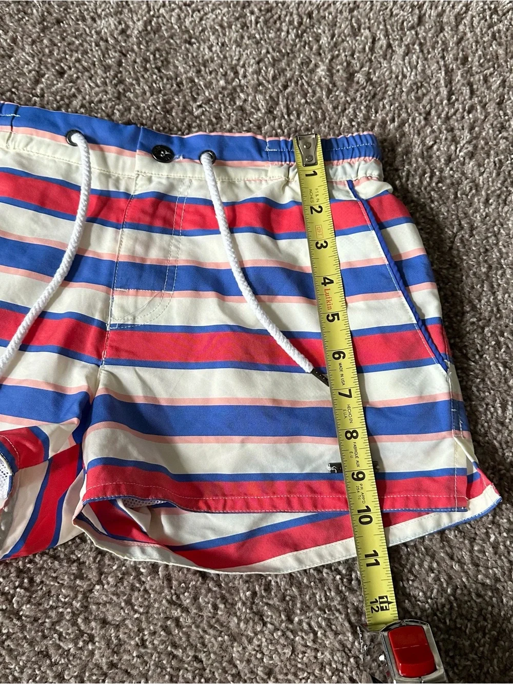 Parke & Ronen Pink, Blue & White Striped Swim Trunks Men’s XS Swimsuit